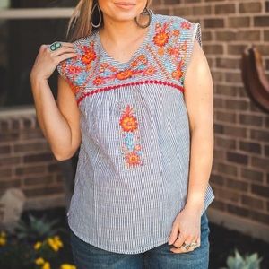 Embroidered Striped Savanna Jane Top
